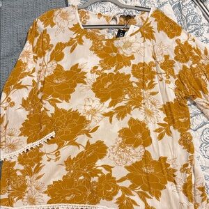 Floral Women's Top in Mustard by Papermoon